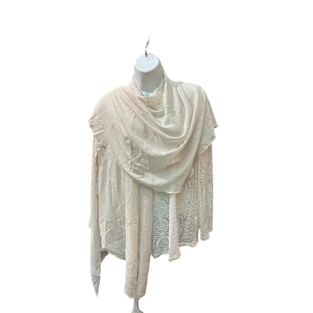 Tahari Sheer Champagne Shimmer Cream Shawl Wrap NWT Neutral Scarf